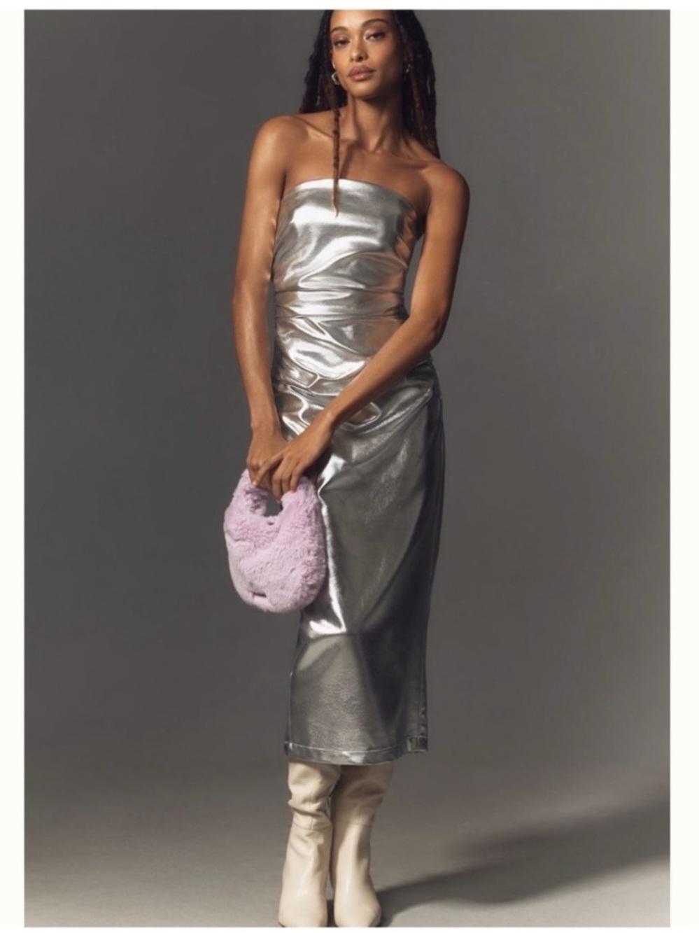 NWT Anthro The Soleil Magic Fabric Strapless Ruched Party Liquid-shine Dress: S - Picture 3 of 11